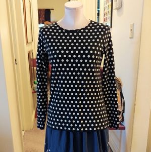 Kim Rogers Top Polka Dot Long Sleeve Cotton Shirt